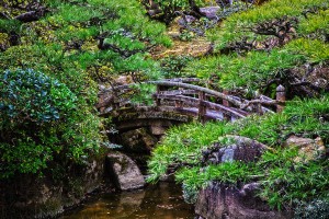 日本庭園の石橋＠福山城公園